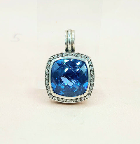  David-Yurman-Albion-Moonlight-Ice 17mm-Hampton-Blue-Topaz-& Diamond-Pendant