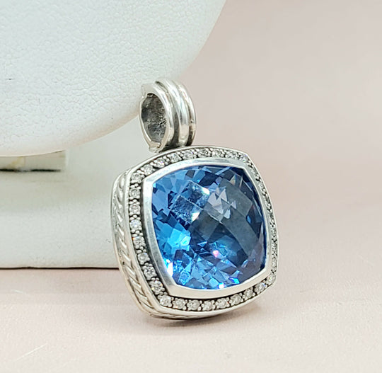 David-Yurman-Albion-Moonlight-Ice 17mm-Hampton-Blue-Topaz-& Diamond-Pendant