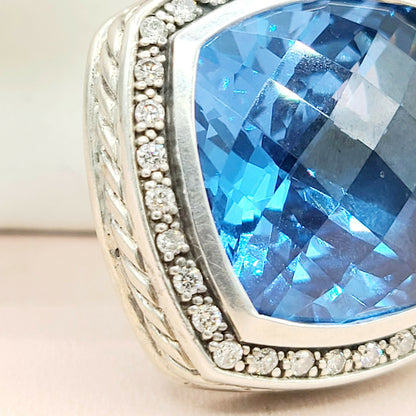  David-Yurman-Albion-Moonlight-Ice 17mm-Hampton-Blue-Topaz-& Diamond-Pendant