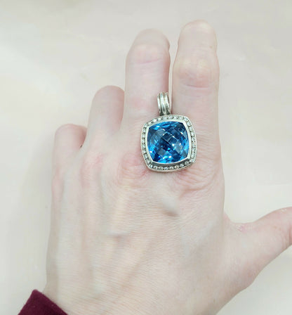  David-Yurman-Albion-Moonlight-Ice 17mm-Hampton-Blue-Topaz-& Diamond-Pendant