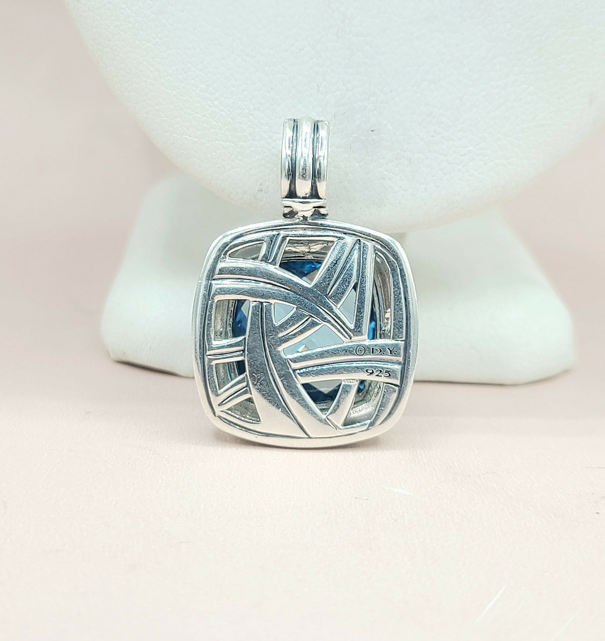  David Yurman-Albion 17mm Hampton-Blue Topaz-Pendant-Enhancer-