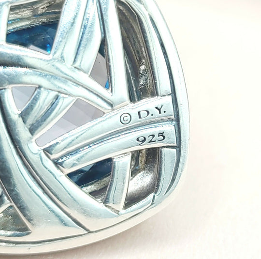  David Yurman-Albion 17mm Hampton-Blue Topaz-Pendant-Enhancer-