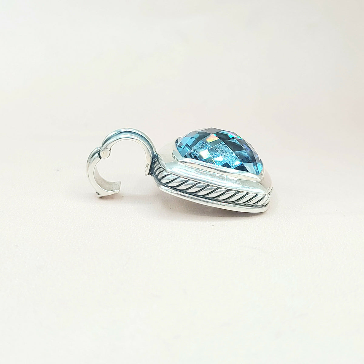  David Yurman-Albion 17mm Hampton-Blue Topaz-Pendant-Enhancer-