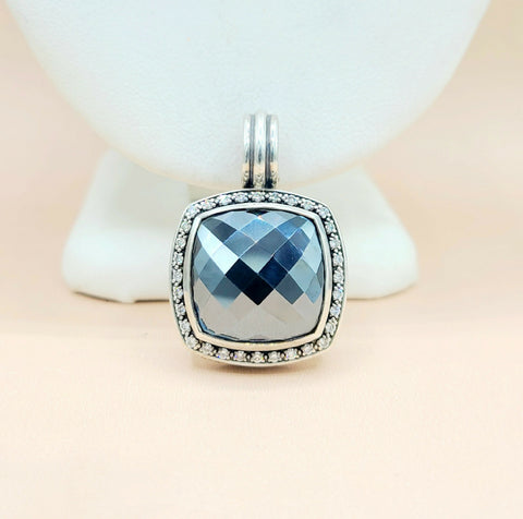  David-Yurman-Albion 17mm-Hematite-& Diamond Moonlight-Ice-Pendant-Enhancer