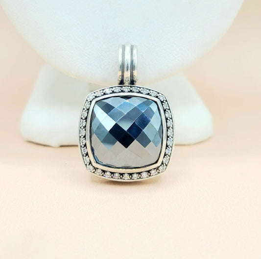  David-Yurman-Albion 17mm-Hematite-& Diamond Moonlight-Ice-Pendant-Enhancer