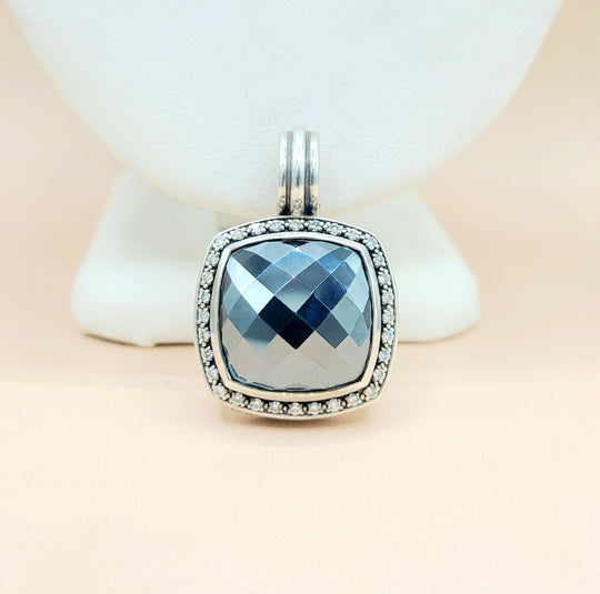  David-Yurman-Albion 17mm-Hematite-& Diamond Moonlight-Ice-Pendant-Enhancer