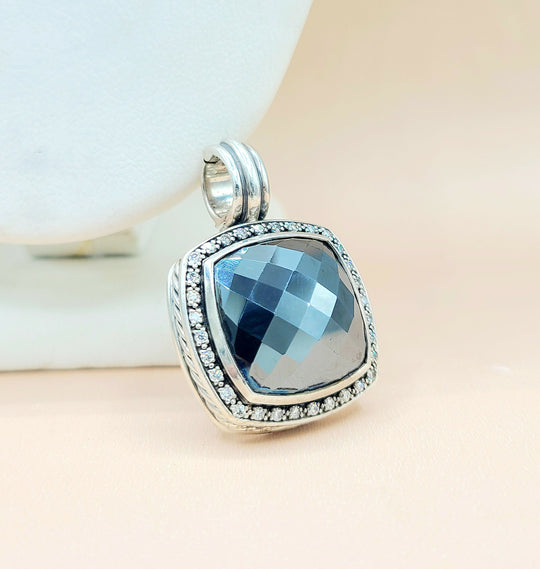  David-Yurman-Albion 17mm-Hematite-& Diamond Moonlight-Ice-Pendant-Enhancer