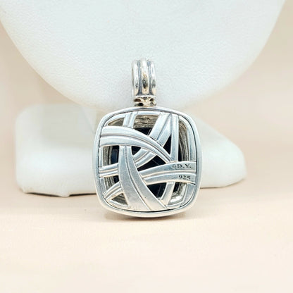  David-Yurman-Albion 17mm-Hematite-& Diamond Moonlight-Ice-Pendant-Enhancer