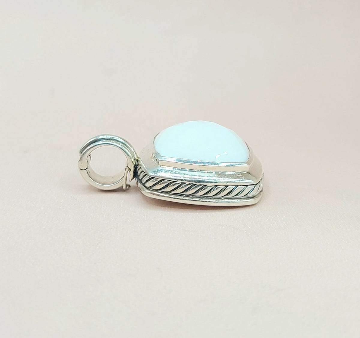  David Yurman-Albion 17mm White Agate-Pendant Enhancer