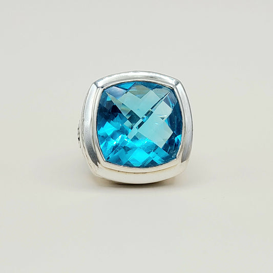 David Yurman Albion 18mm Hampton Blue Topaz Statement Ring