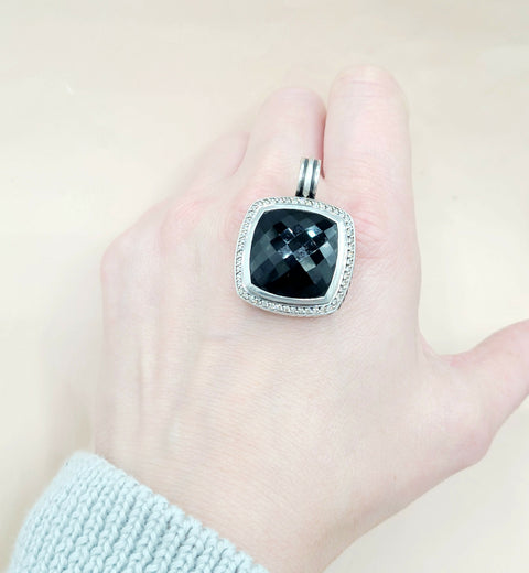  David-Yurman-Albion 20mm Black-Onyx-& Diamond-Pendant-Enhancer