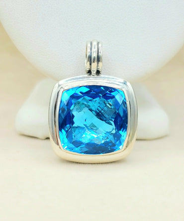 David Yurman Albion 20mm Blue Topaz Pendant Enhancer