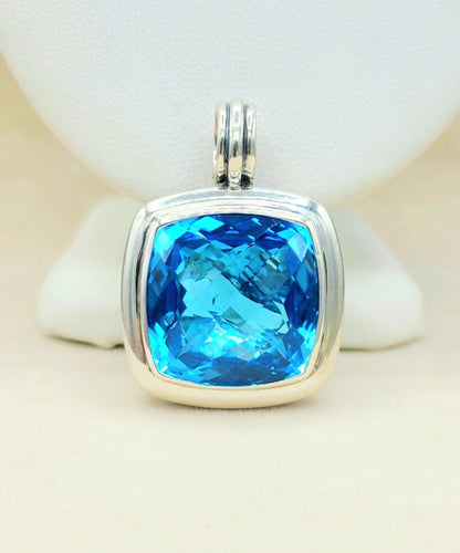 David Yurman Albion 20mm Blue Topaz Pendant Enhancer