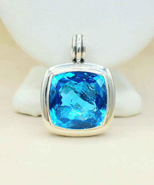 David Yurman Albion 20mm Blue Topaz Pendant Enhancer