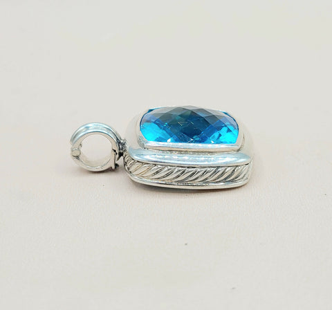  David Yurman Albion 20mm Blue Topaz Pendant Enhancer