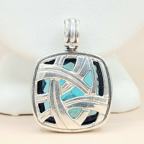  David Yurman Albion 20mm Blue Topaz Pendant Enhancer