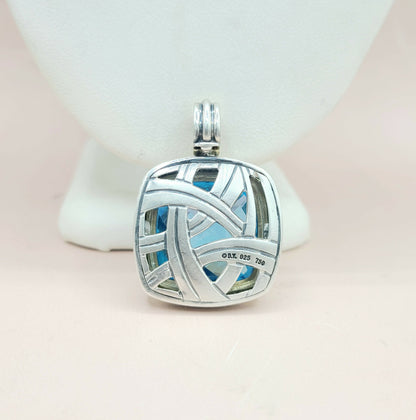  David Yurman Albion-20mm Blue Topaz Silver & 18k-Pendant Enhancer