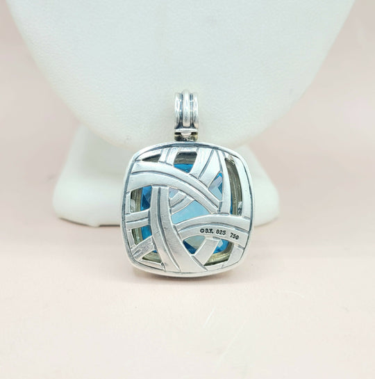  David Yurman Albion-20mm Blue Topaz Silver & 18k-Pendant Enhancer