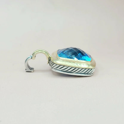  David Yurman Albion-20mm Blue Topaz Silver & 18k-Pendant Enhancer