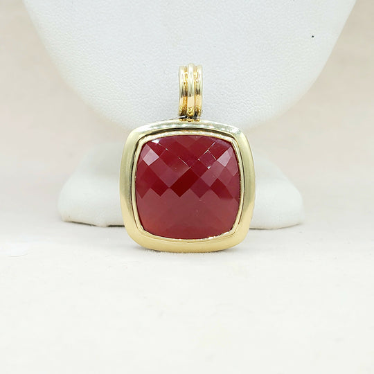  David Yurman Albion 20mm Carnelian Silver Gold Pendant Enhancer