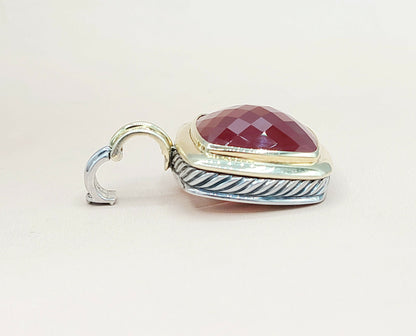    David Yurman Albion 20mm Carnelian Silver Gold Pendant Enhancer