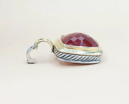  David Yurman Albion 20mm Carnelian Silver Gold Pendant Enhancer