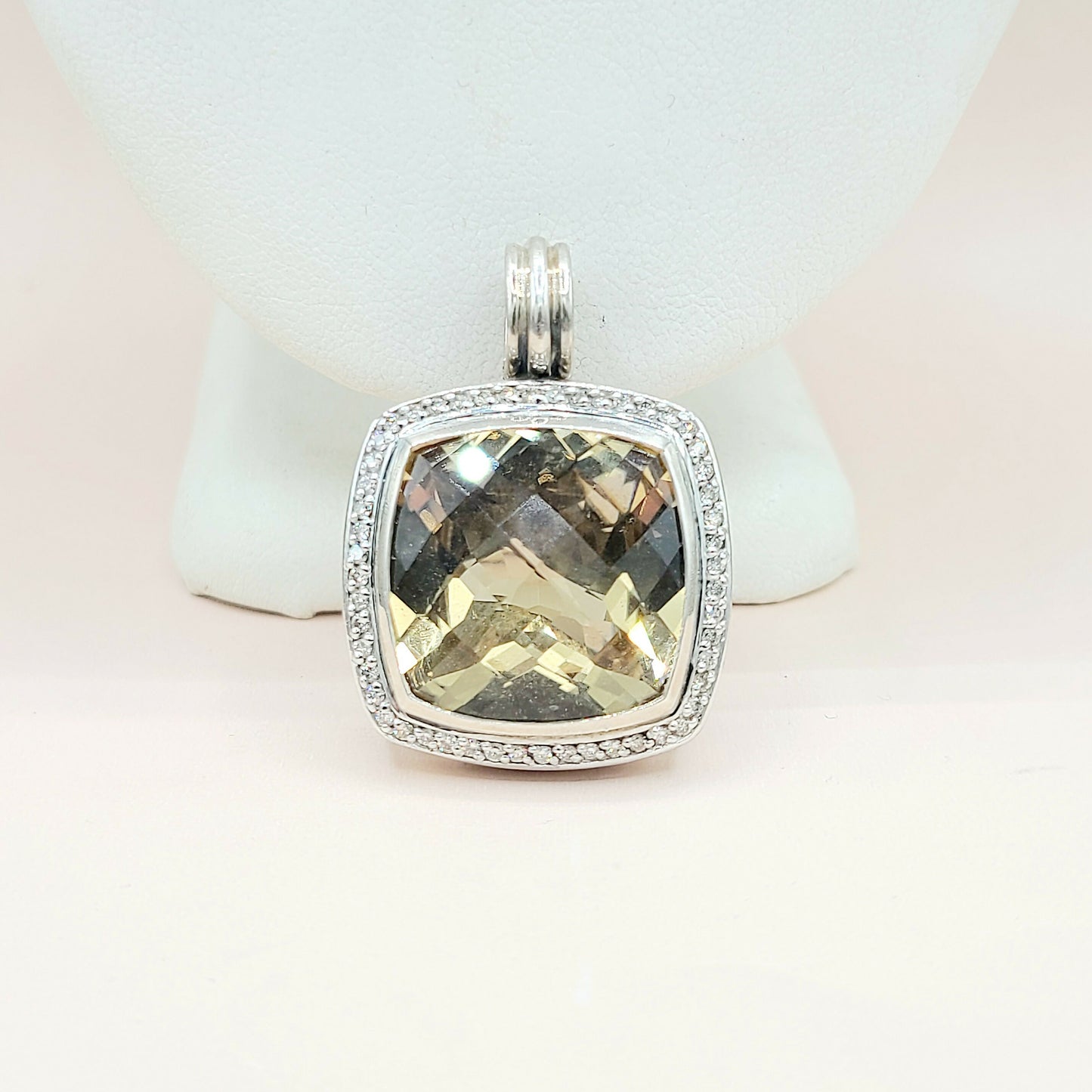  David Yurman Albion 20mm Champagne Citrine Diamond Pendant Enhancer