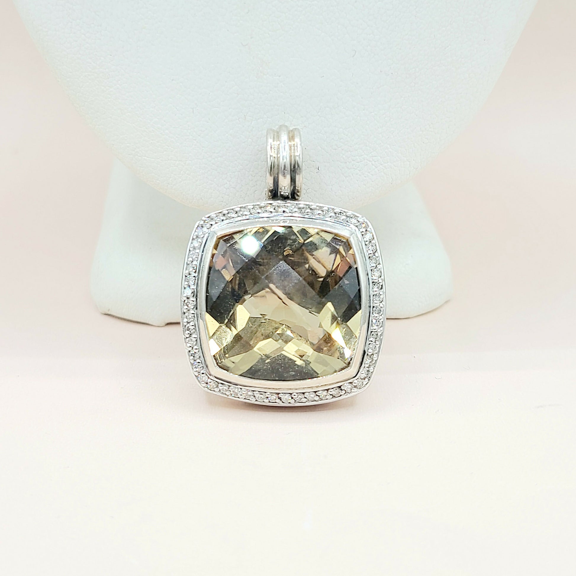  David Yurman Albion 20mm Champagne Citrine Diamond Pendant Enhancer