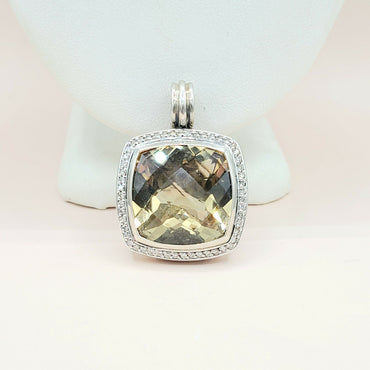  David Yurman Albion 20mm Champagne Citrine Diamond Pendant Enhancer