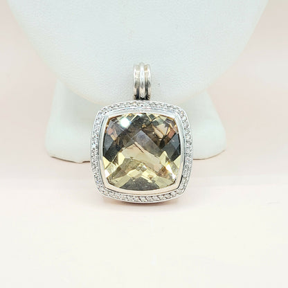 David Yurman Albion 20mm Champagne Citrine Diamond Pendant Enhancer