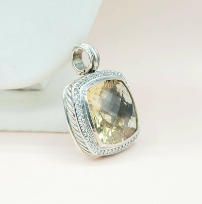  David Yurman Albion 20mm Champagne Citrine Diamond Pendant Enhancer