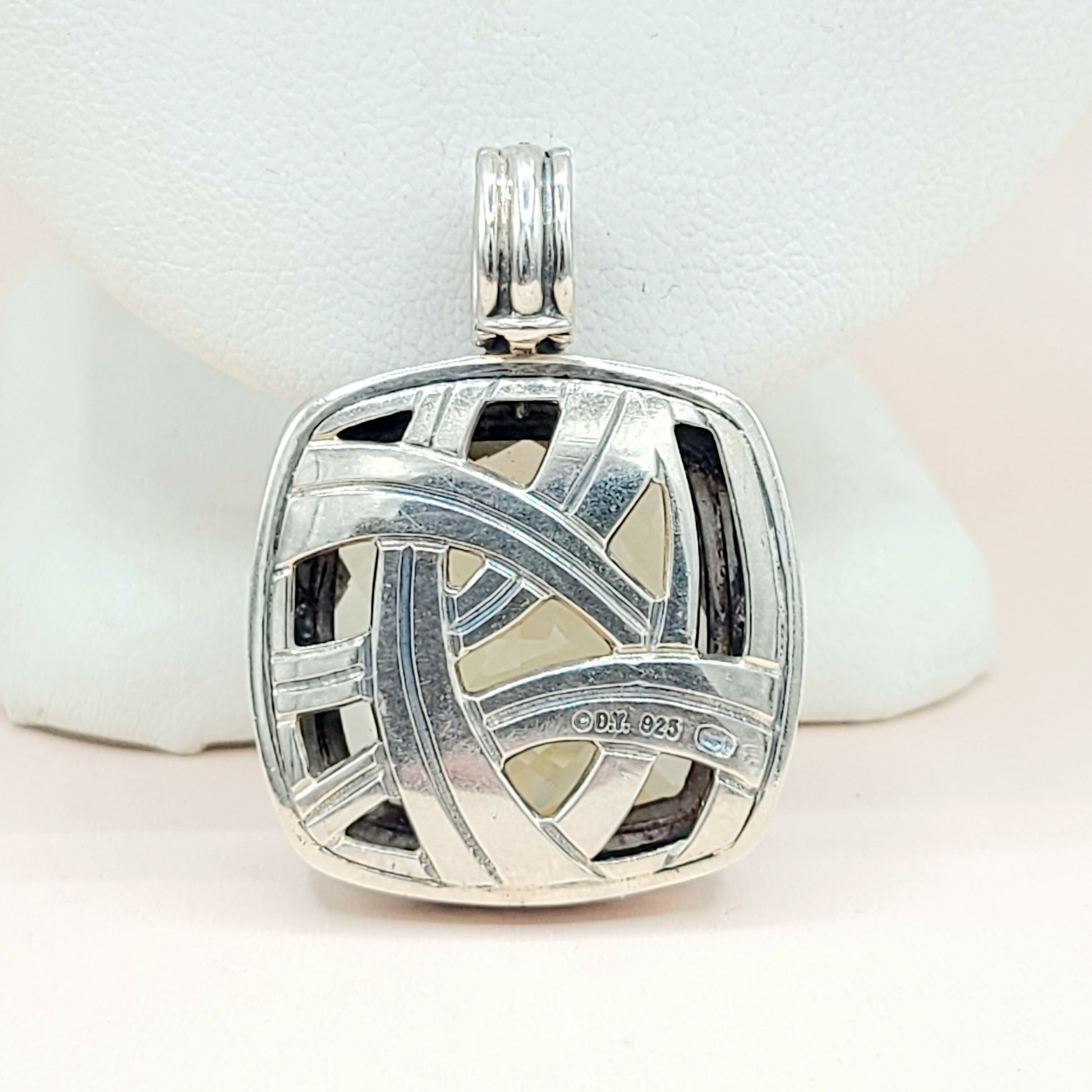  David Yurman Albion 20mm Champagne Citrine Diamond Pendant Enhancer