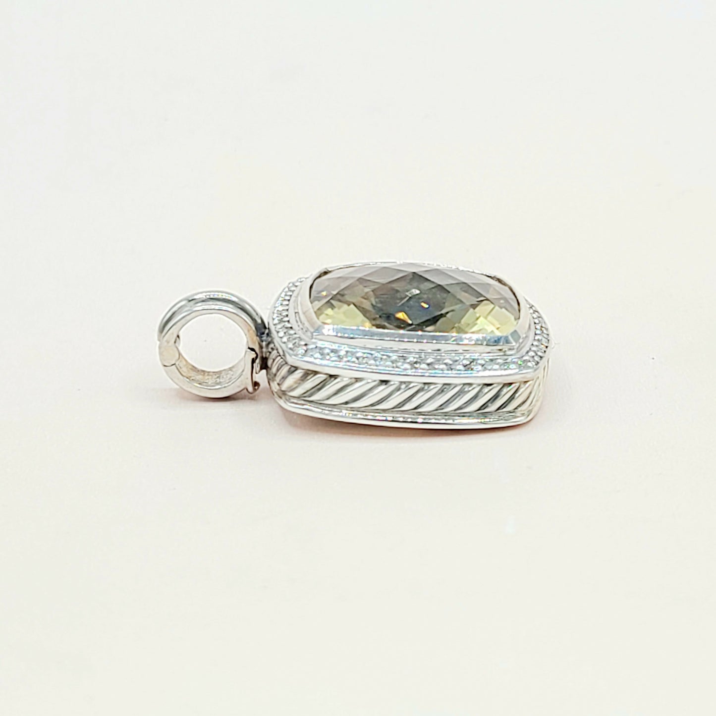  David Yurman Albion 20mm Champagne Citrine Diamond Pendant Enhancer