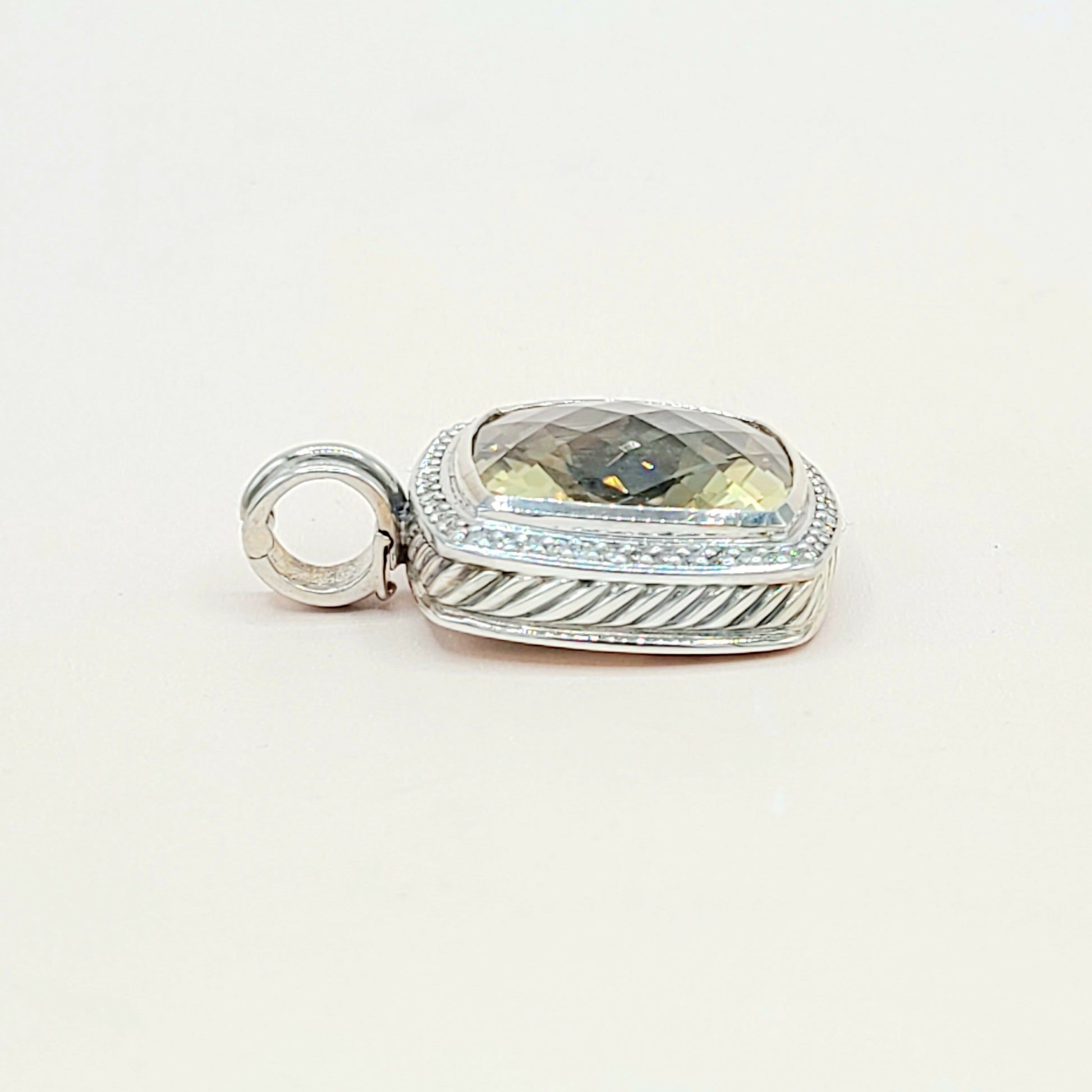  David Yurman Albion 20mm Champagne Citrine Diamond Pendant Enhancer