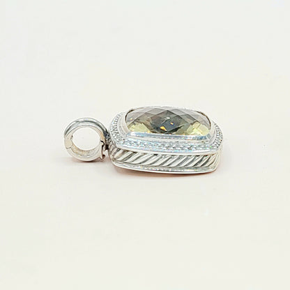  David Yurman Albion 20mm Champagne Citrine Diamond Pendant Enhancer
