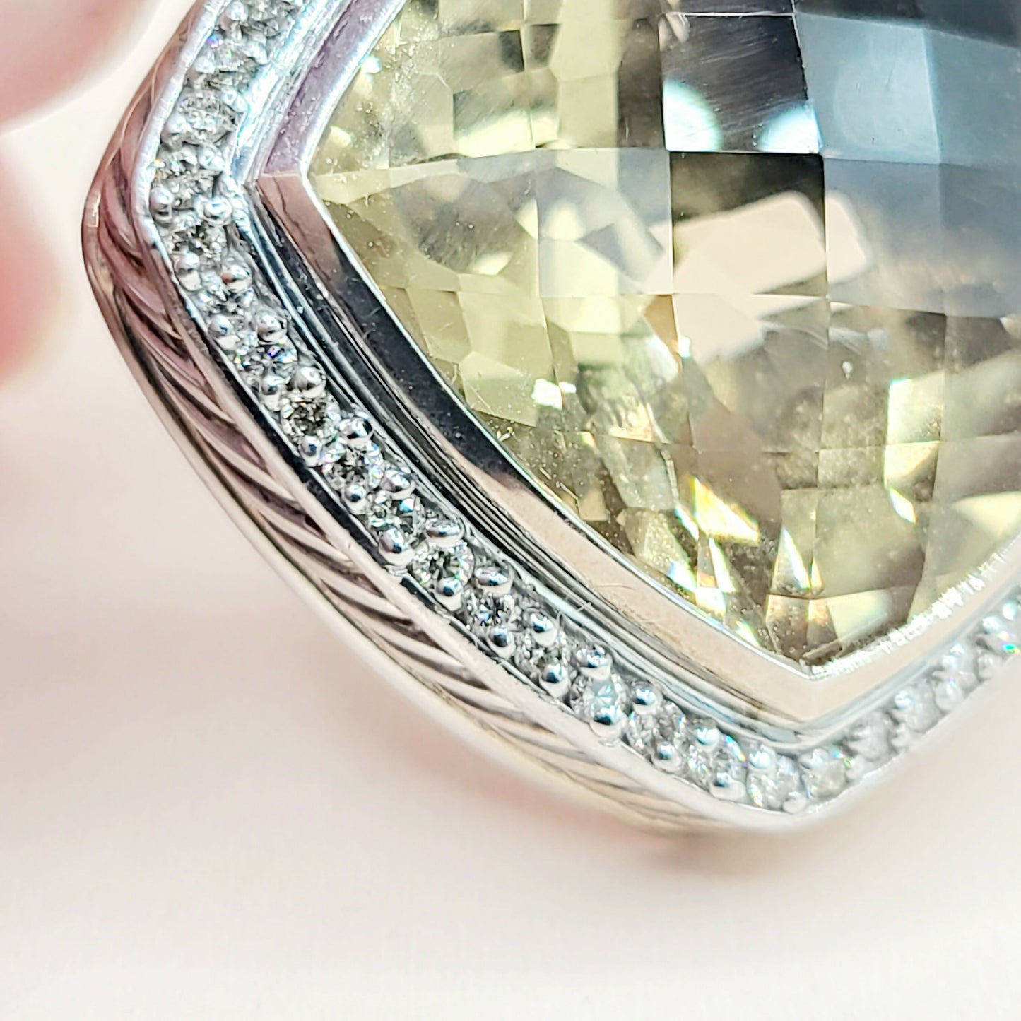 David Yurman Albion 20mm Champagne Citrine Diamond Pendant Enhancer