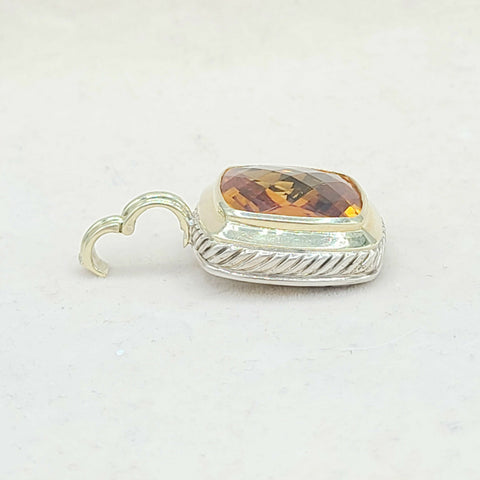  David Yurman Albion 20mm Citrine Pendant Enhancer in Sterling Silver & 18K