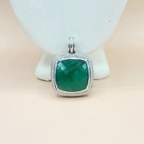  David Yurman Albion-20mm-Green Onyx-Diamond Pendant Enhancer