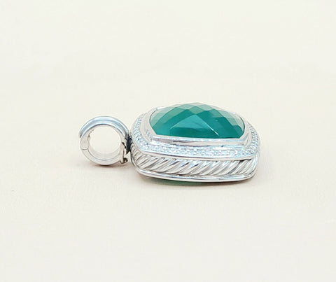  David Yurman Albion-20mm-Green Onyx-Diamond Pendant Enhancer