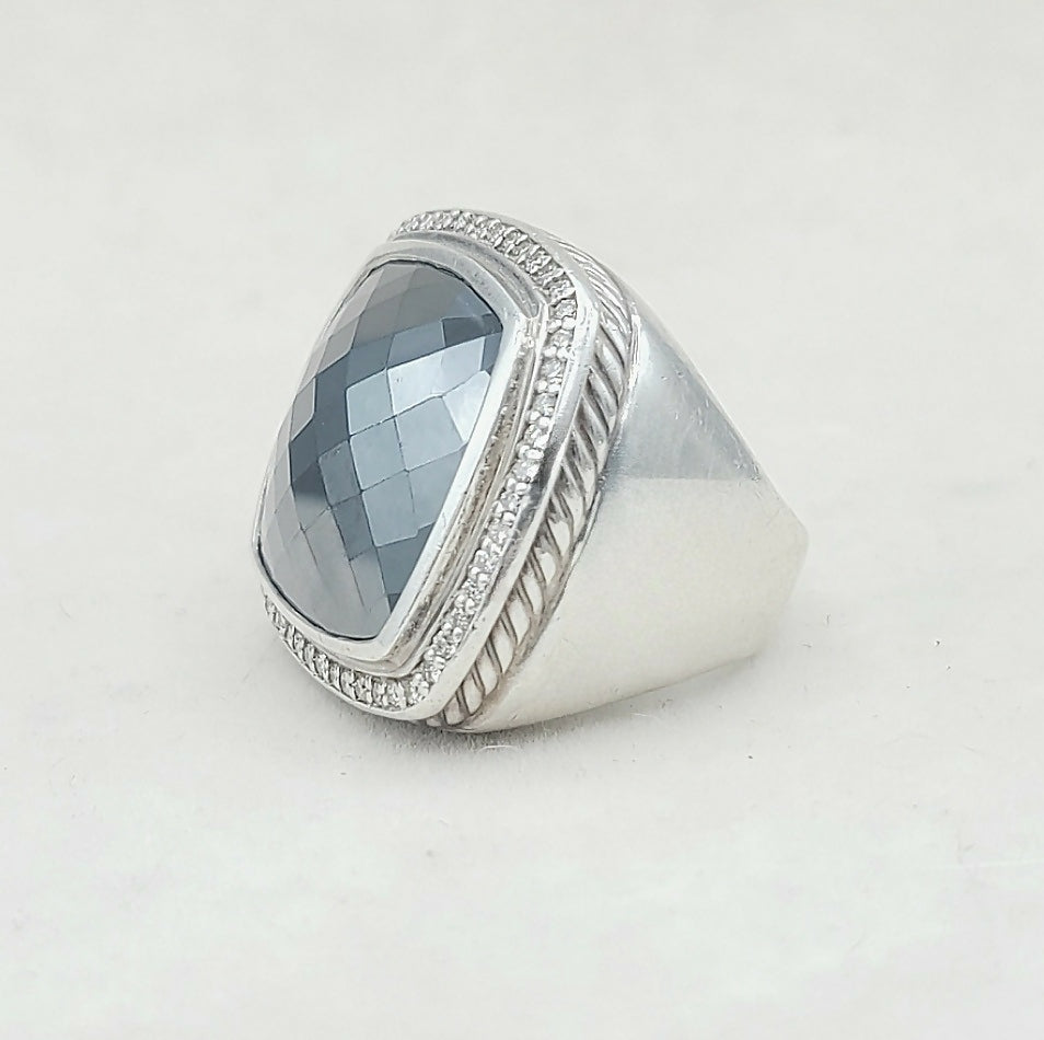 David Yurman Albion 20mm Hematite Ring With Diamond