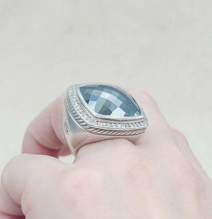 David Yurman Albion 20mm Hematite Ring With Diamond