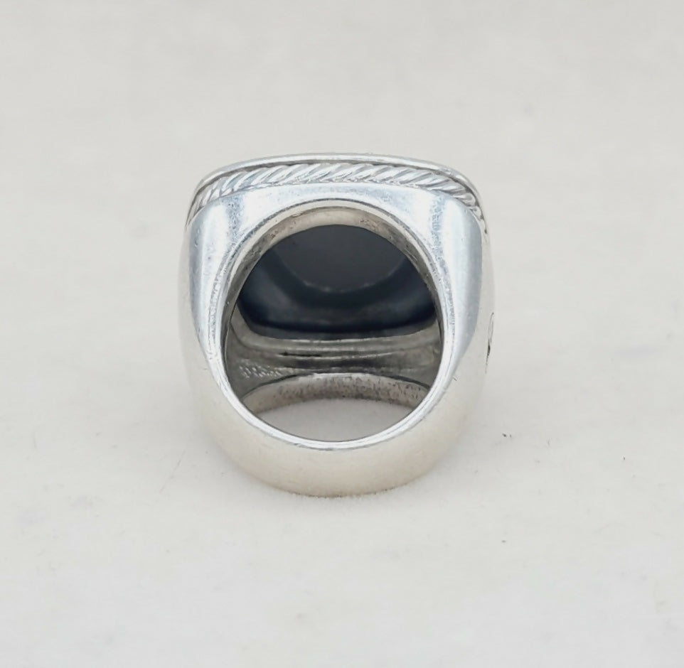 David Yurman Albion 20mm Hematite Ring With Diamond