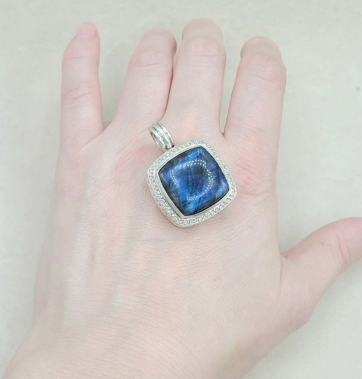  David Yurman Albion-20mm Labradorite-Diamond Pendant