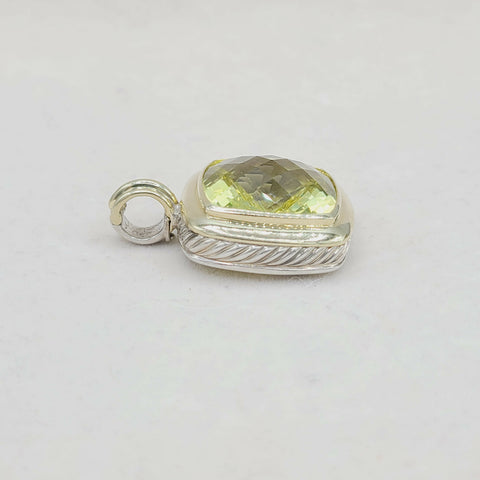  David Yurman Albion-20mm-Lemon Citrine-Pendant Enhancer Sterling Silver 18k Gold