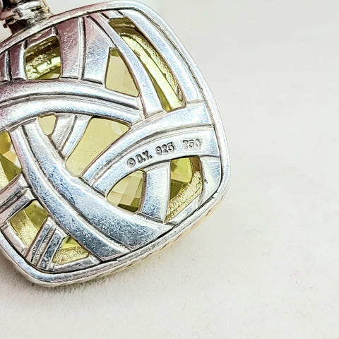  David Yurman Albion-20mm-Lemon Citrine-Pendant Enhancer Sterling Silver 18k Gold