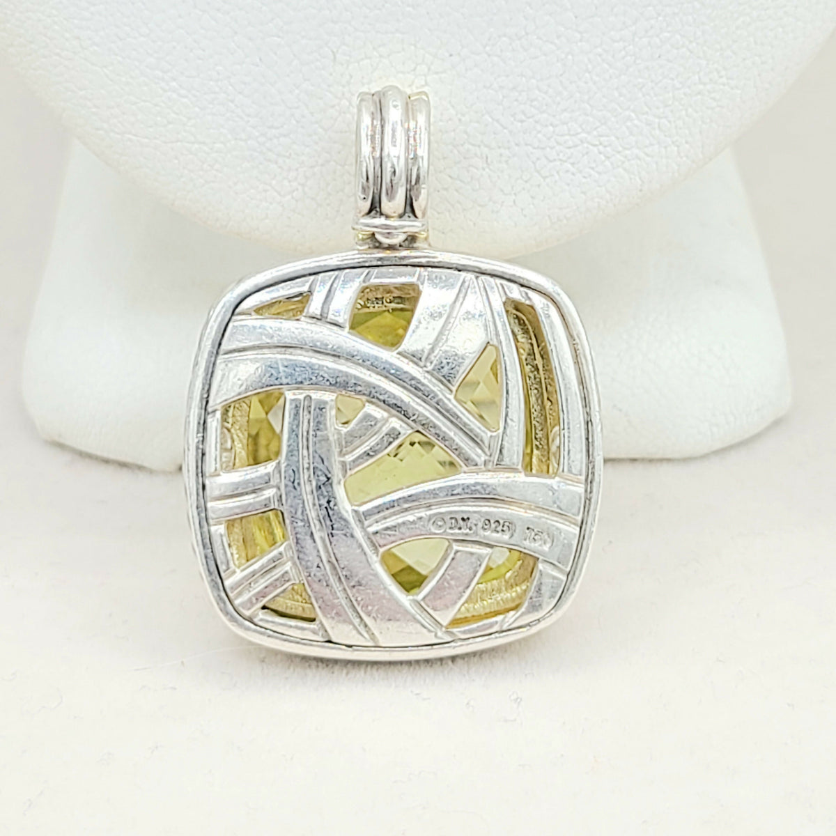  David Yurman Albion-20mm-Lemon Citrine-Pendant Enhancer Sterling Silver 18k Gold