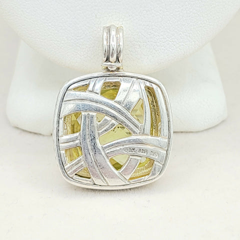  David Yurman Albion-20mm-Lemon Citrine-Pendant Enhancer Sterling Silver 18k Gold