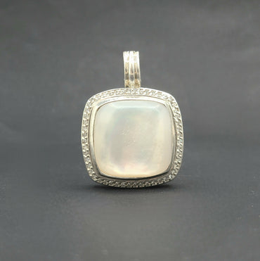  David Yurman Albion 20mm Mother Of Pearl Diamond Pendant Enhancer