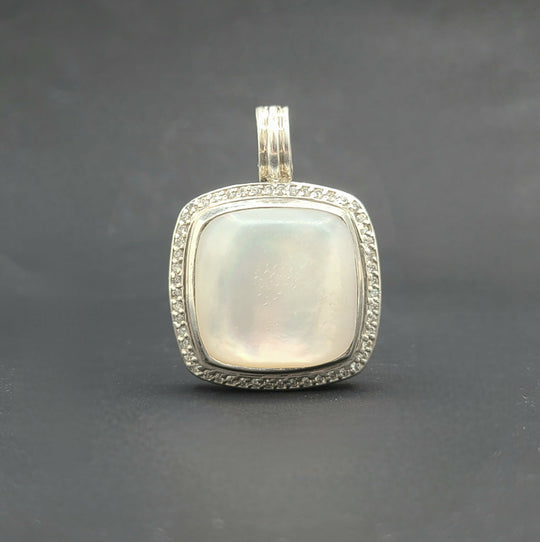  David Yurman Albion 20mm Mother Of Pearl Diamond Pendant Enhancer