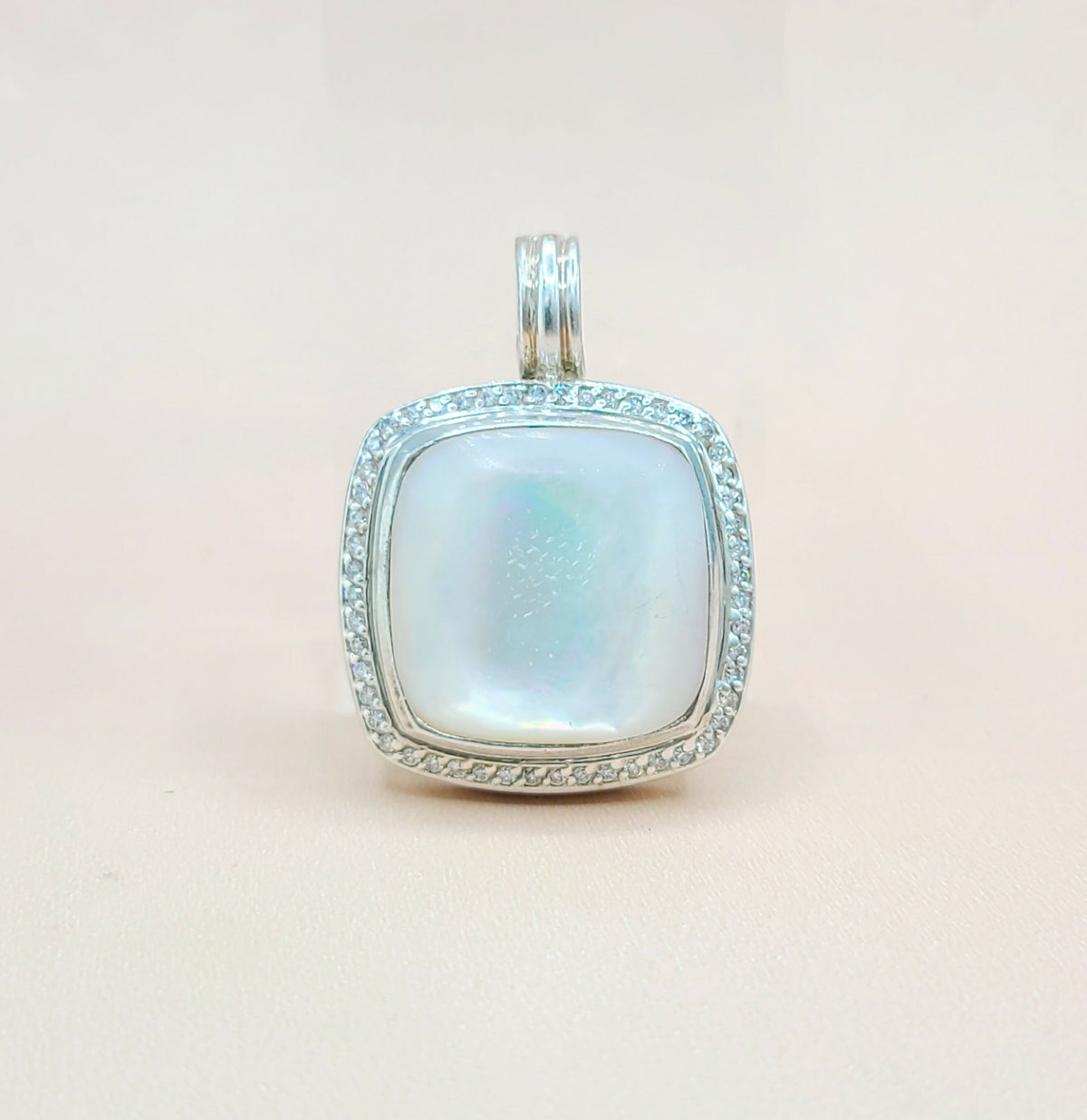  David Yurman Albion 20mm Mother Of Pearl Diamond Pendant Enhancer